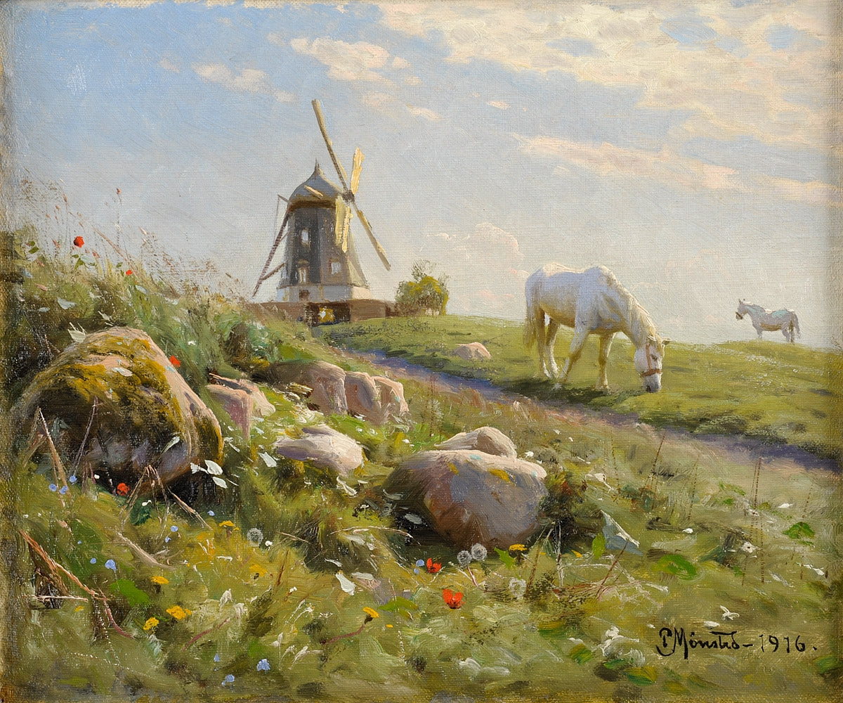 Spring idyll, vintage artwork by Peder Mork Mønsted, 12x8" (A4) Poster