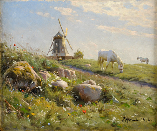 Spring idyll, vintage artwork by Peder Mork Mønsted, 12x8" (A4) Poster
