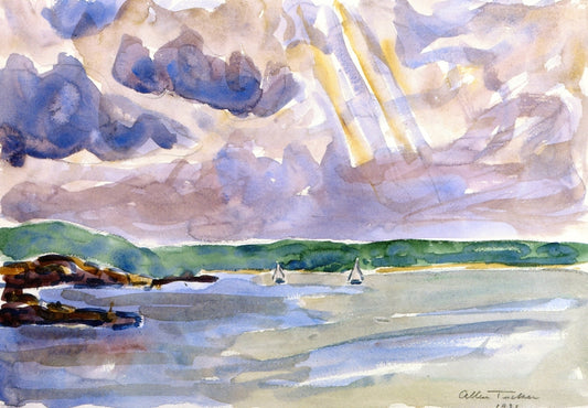 Across Penobscot Bay, vintage artwork by Allen Tucker, 12x8" (A4) Poster