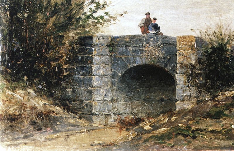 Bridge in Ecouen, vintage artwork by Alexei Bogoliubov, 12x8" (A4) Poster