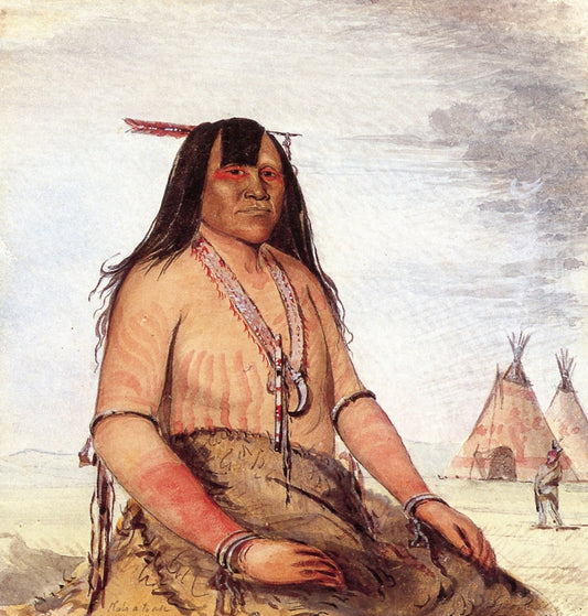 Bón-són-gee, New Fire, Kiowa, vintage artwork by George Catlin, A3 (16x12") Poster Print