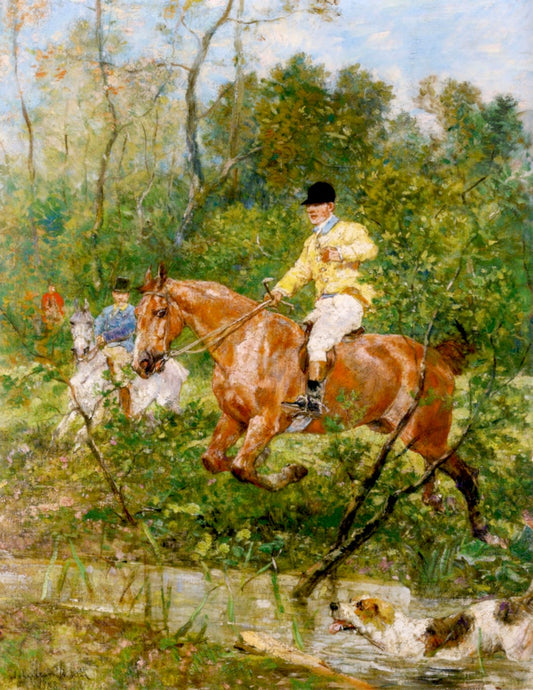 Jumping the Creek, vintage artwork by John Lewis Brown, 12x8" (A4) Poster