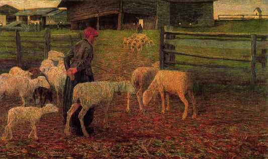 Back all'oville, vintage artwork by Giovanni Segantini, 12x8" (A4) Poster