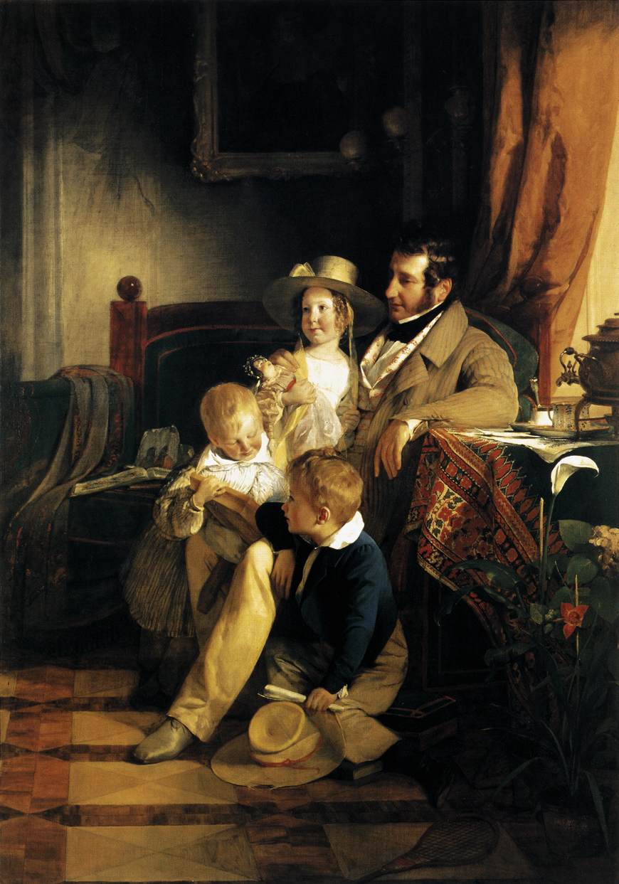 Rudolf von Arthaber with his Children, vintage artwork by Friedrich von Amerling, A3 (16x12") Poster Print