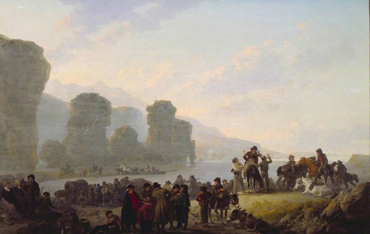 Smugglers on the Irish Coast, vintage artwork by Julius Caesar Ibbetson, 12x8" (A4) Poster