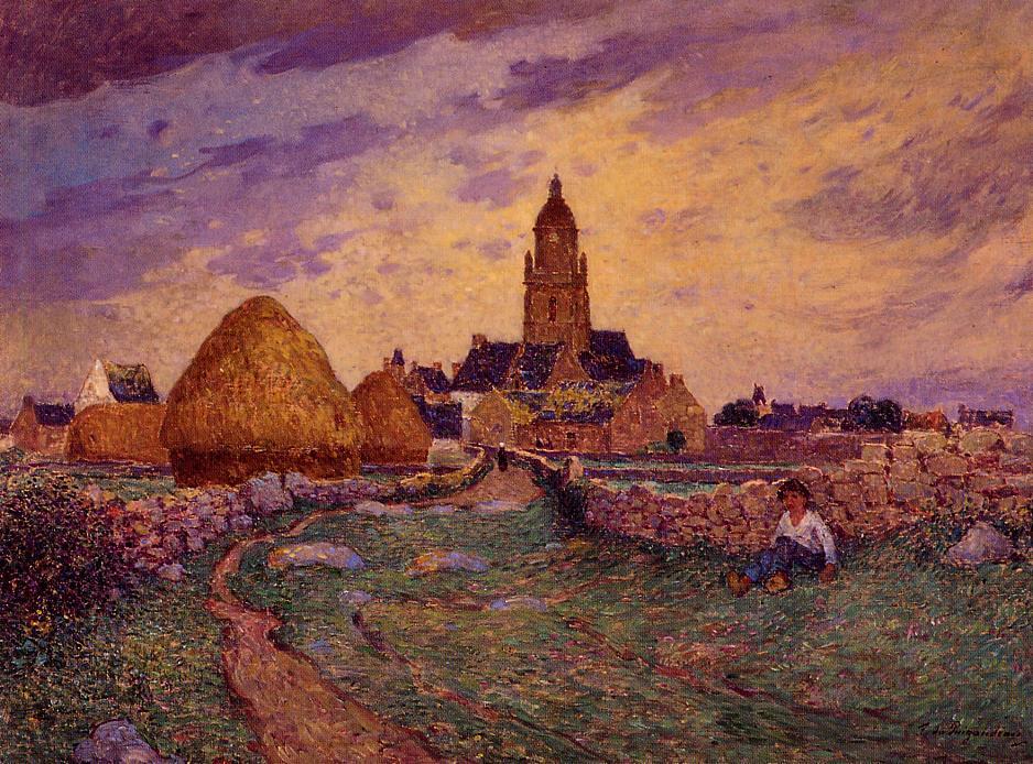 in Front of the Church of Croisic by Ferdinand du Puigaudeau,A3(16x12")Poster