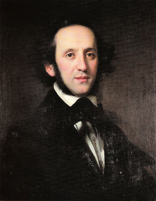 Portrait of Felix Mendelssohn Bartholdys, vintage artwork by Eduard Magnus, A3 (16x12") Poster Print