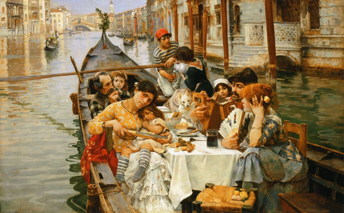 A Venetian al Fresco, vintage artwork by William Logsdail, 12x8" (A4) Poster