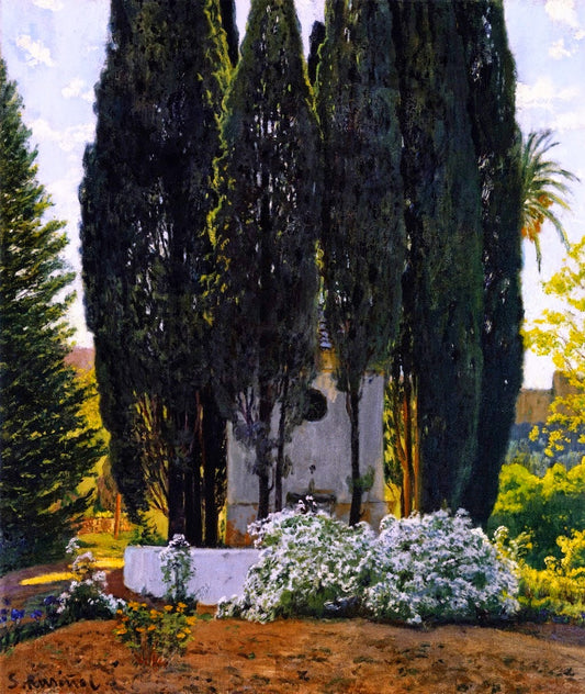 Jardín de Játiva, vintage artwork by Santiago Rusiñol Prats, 12x8" (A4) Poster