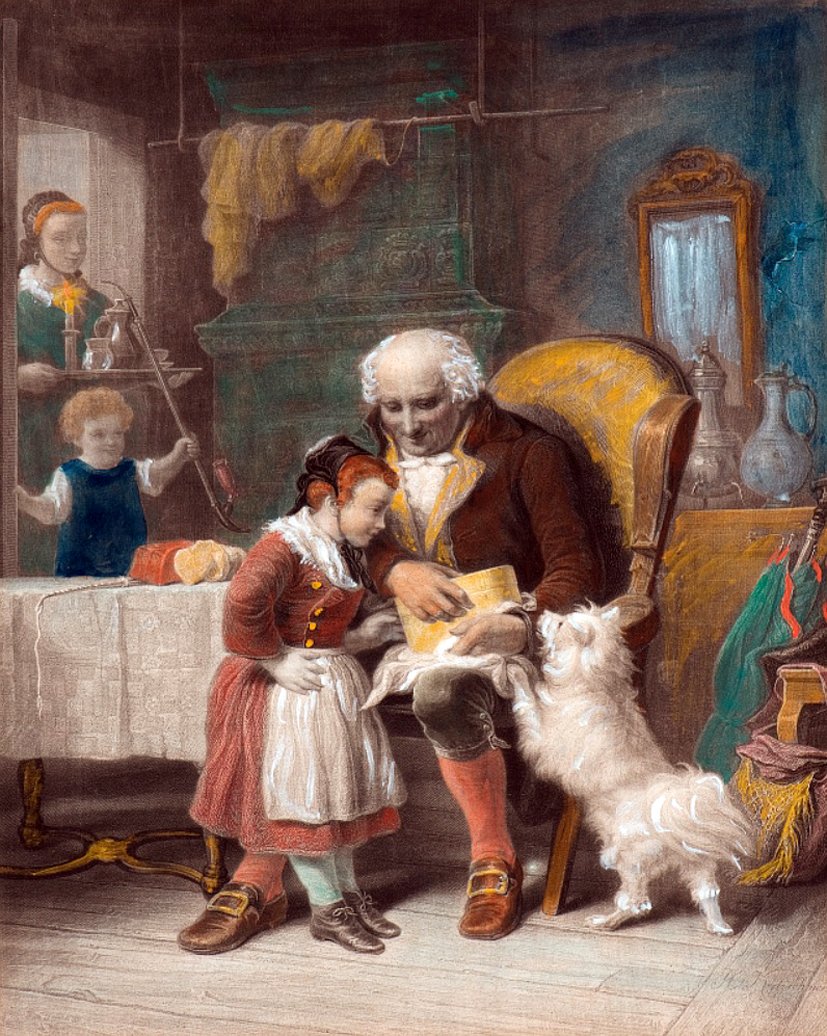 Grandfather's Birthday, vintage artwork by Johann Hermann Kretzschmer, A3 (16x12") Poster Print