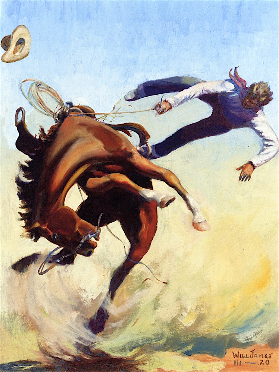Wild Bronco, vintage artwork by Will James, 12x8" (A4) Poster