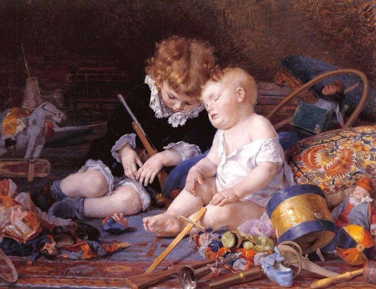 Champ De Bataille, vintage artwork by Timoleon Marie Lobrichon, 12x8" (A4) Poster