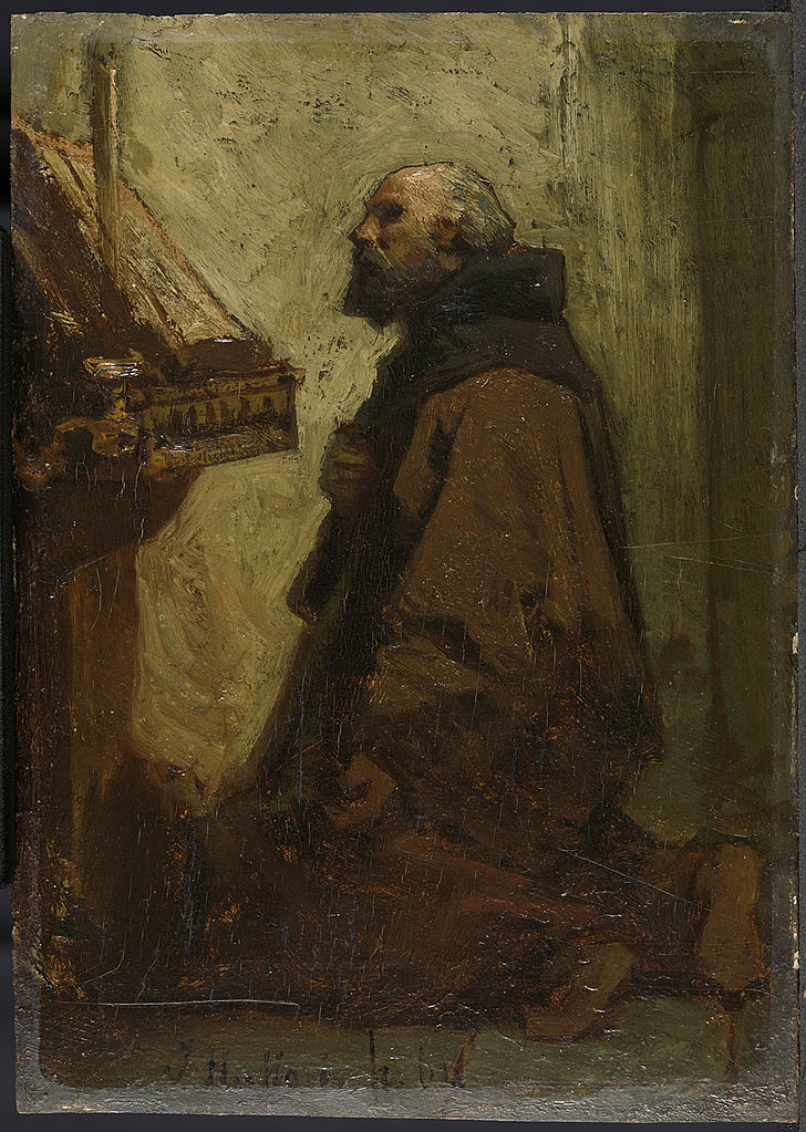 Praying Monk, vintage artwork by Jacob Maris, 12x8" (A4) Poster
