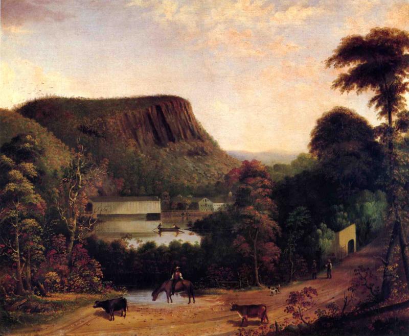 Ithiel Town's Bridge Near East Rock, vintage artwork by George Henry Durrie, A3 (16x12") Poster Print