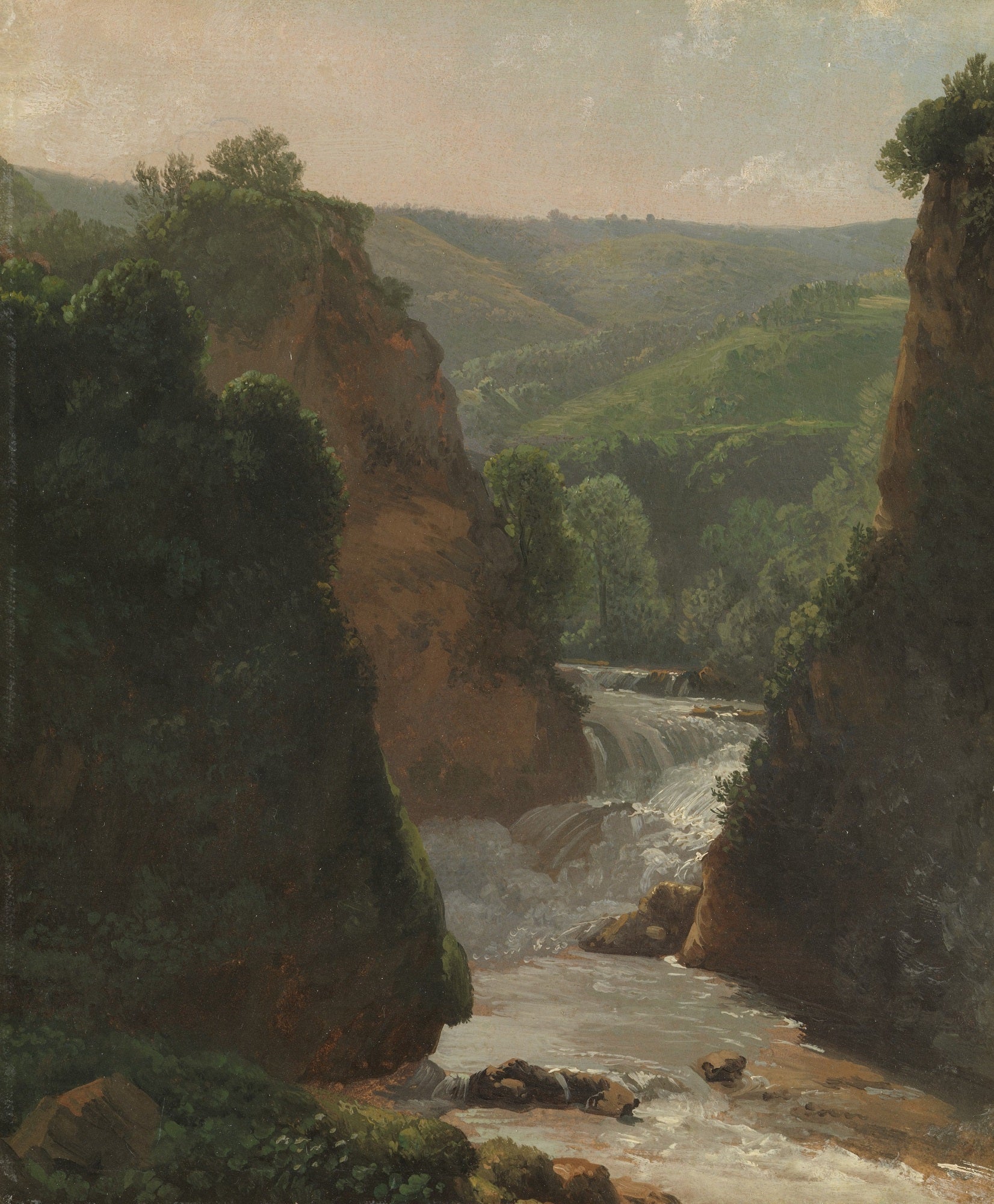 Aniene River at Tivoli, vintage artwork by Simon Denis, 12x8" (A4) Poster