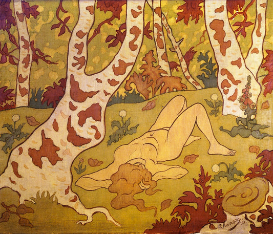Nude Laying on Her Back in a Clearing, vintage artwork by Paul Ranson, 12x8" (A4) Poster