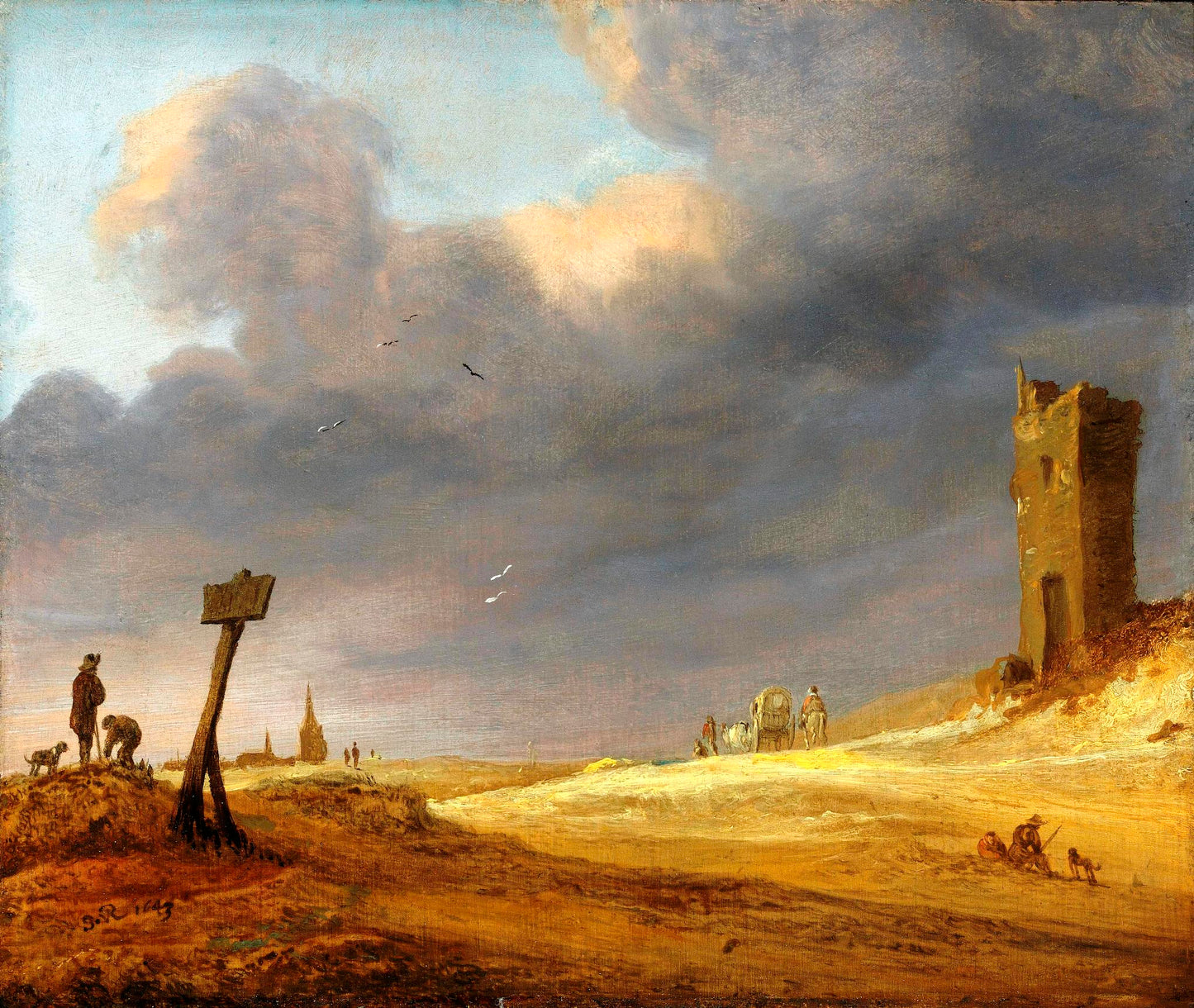A Dune landscape, vintage artwork by Salomon van Ruysdael, 12x8" (A4) Poster