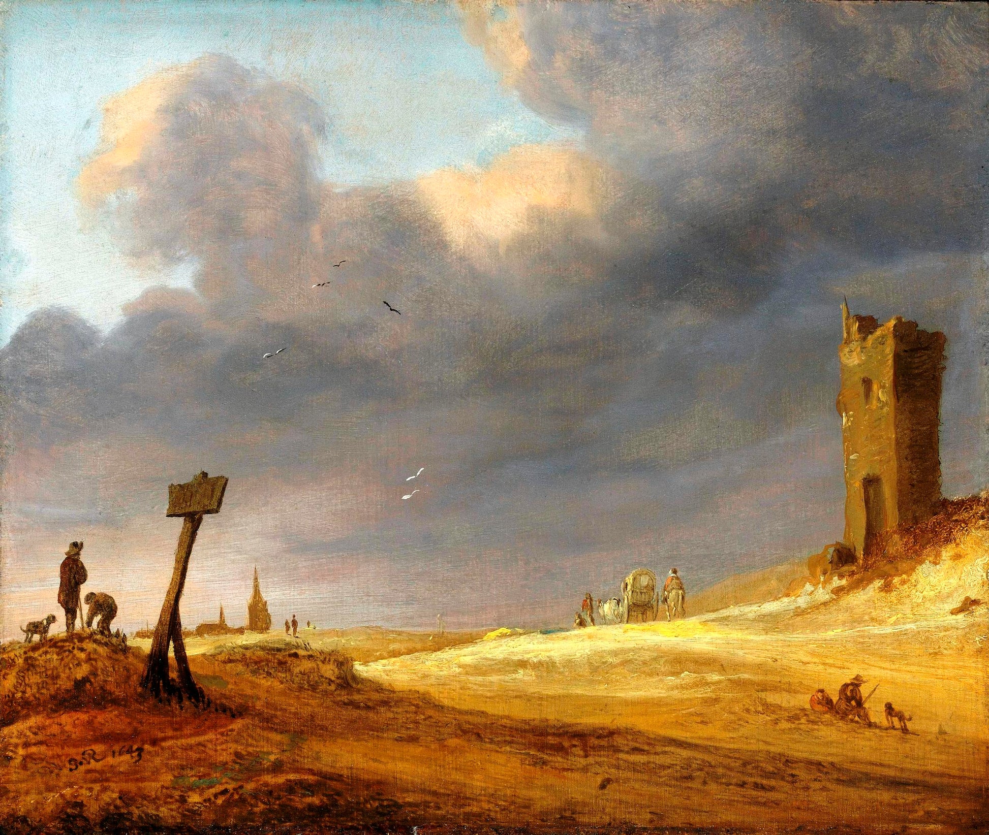 A Dune landscape, vintage artwork by Salomon van Ruysdael, 12x8" (A4) Poster