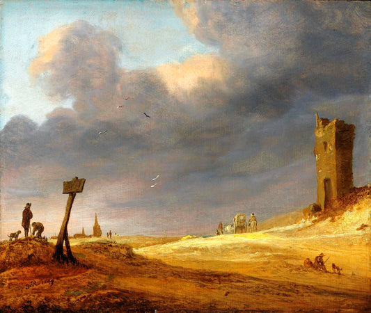 A Dune landscape, vintage artwork by Salomon van Ruysdael, 12x8" (A4) Poster