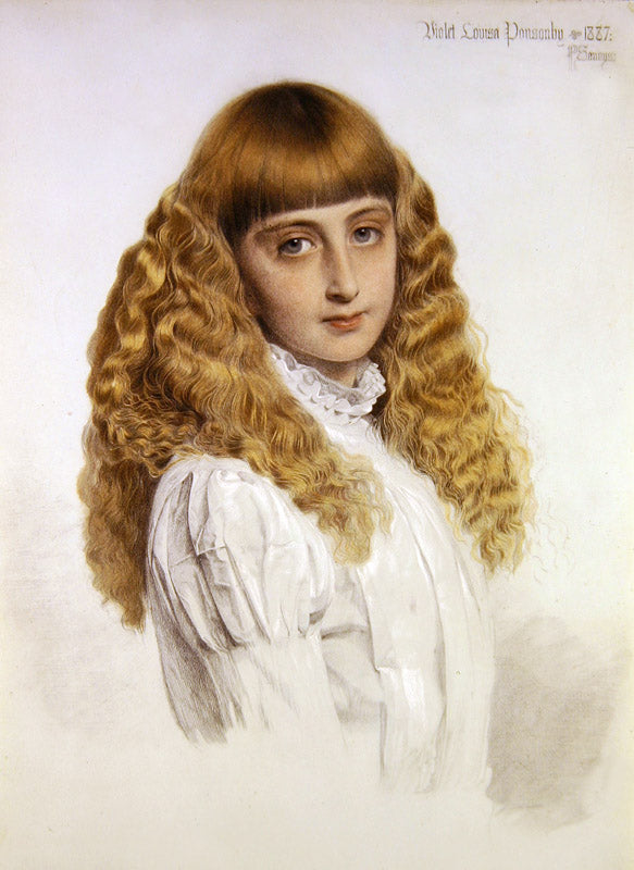 Portrait of Violet Louisa Ponsonby , vintage artwork by Anthony Frederick Sandys, 12x8" (A4) Poster