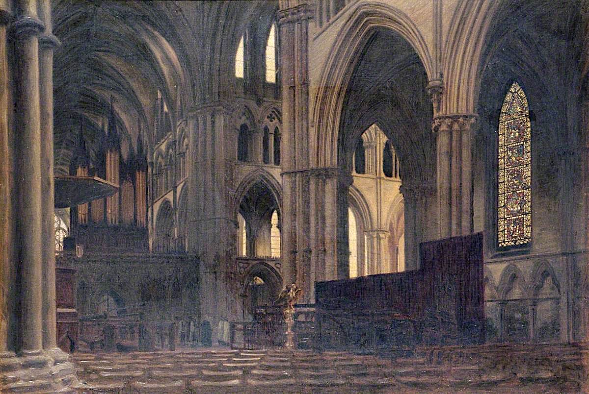 Dusk in Lincoln Cathedral by Woodbine Kendall Hinchliff,16x12(A3) Poster