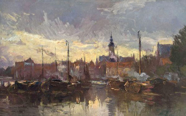 View of Tempse from Shelde by Frans (Baron) Courtens,A3(16x12")Poster