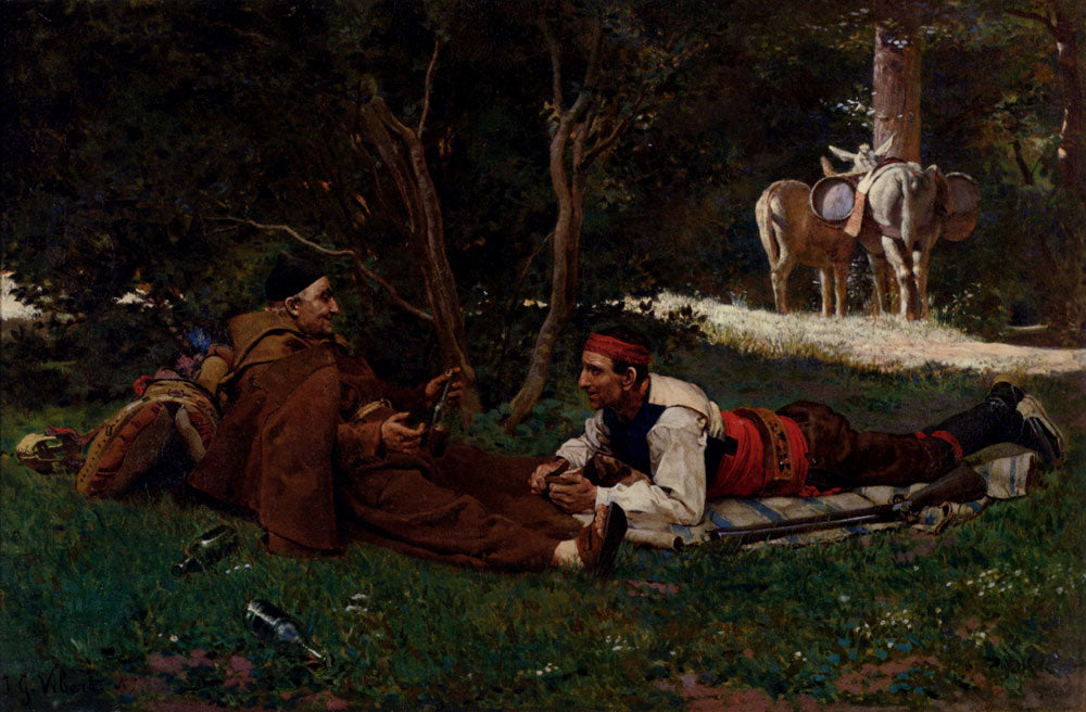 An Afternoon Libation, vintage artwork by Jehan-Georges Vibert, 12x8" (A4) Poster