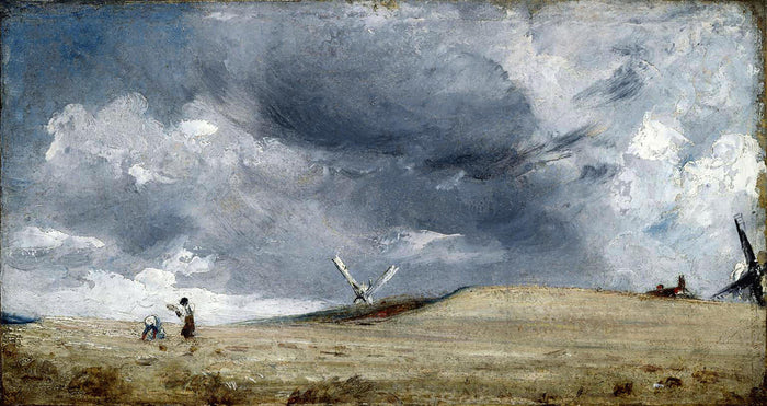 The Gleaners, Brighton, vintage artwork by John Constable, 12x8