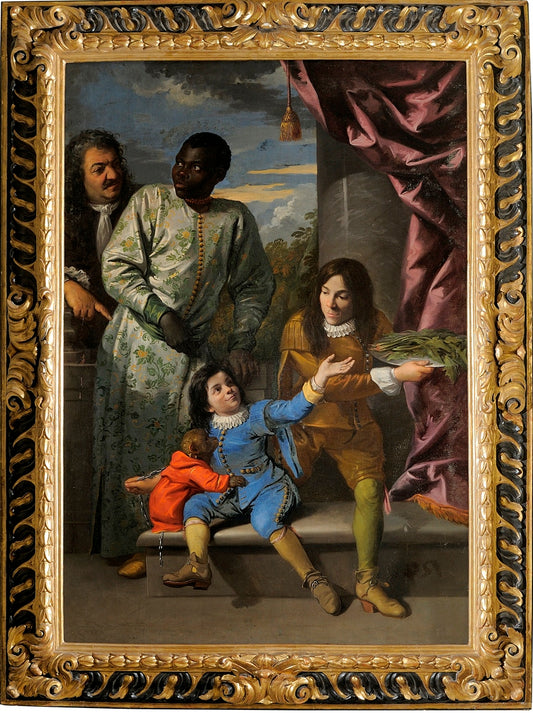 Quattro servitori alla corte dei Medici, vintage artwork by Anton Domenico Gabbiani, 12x8" (A4) Poster