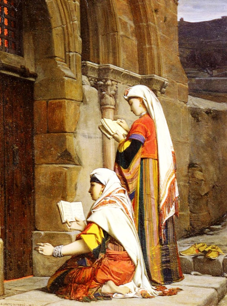 Chretiennes Au Tombeau De la Vierge, Jerusalem, vintage artwork by Jean-Jules-Antoine Lecomte du Nouÿ, 12x8" (A4) Poster