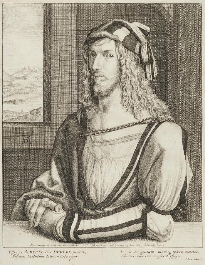 Portrait of Albrecht Dürer, vintage artwork by Václav Hollar, 12x8" (A4) Poster