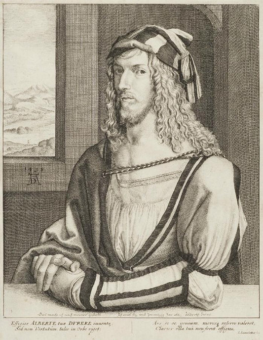 Portrait of Albrecht Dürer, vintage artwork by Václav Hollar, 12x8" (A4) Poster