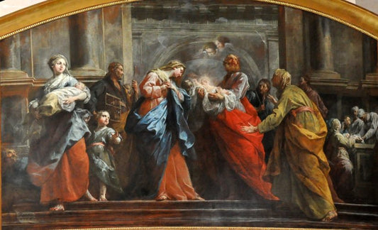 The Presentation of Christ in the Temple, vintage artwork by Jean Restout, 12x8" (A4) Poster