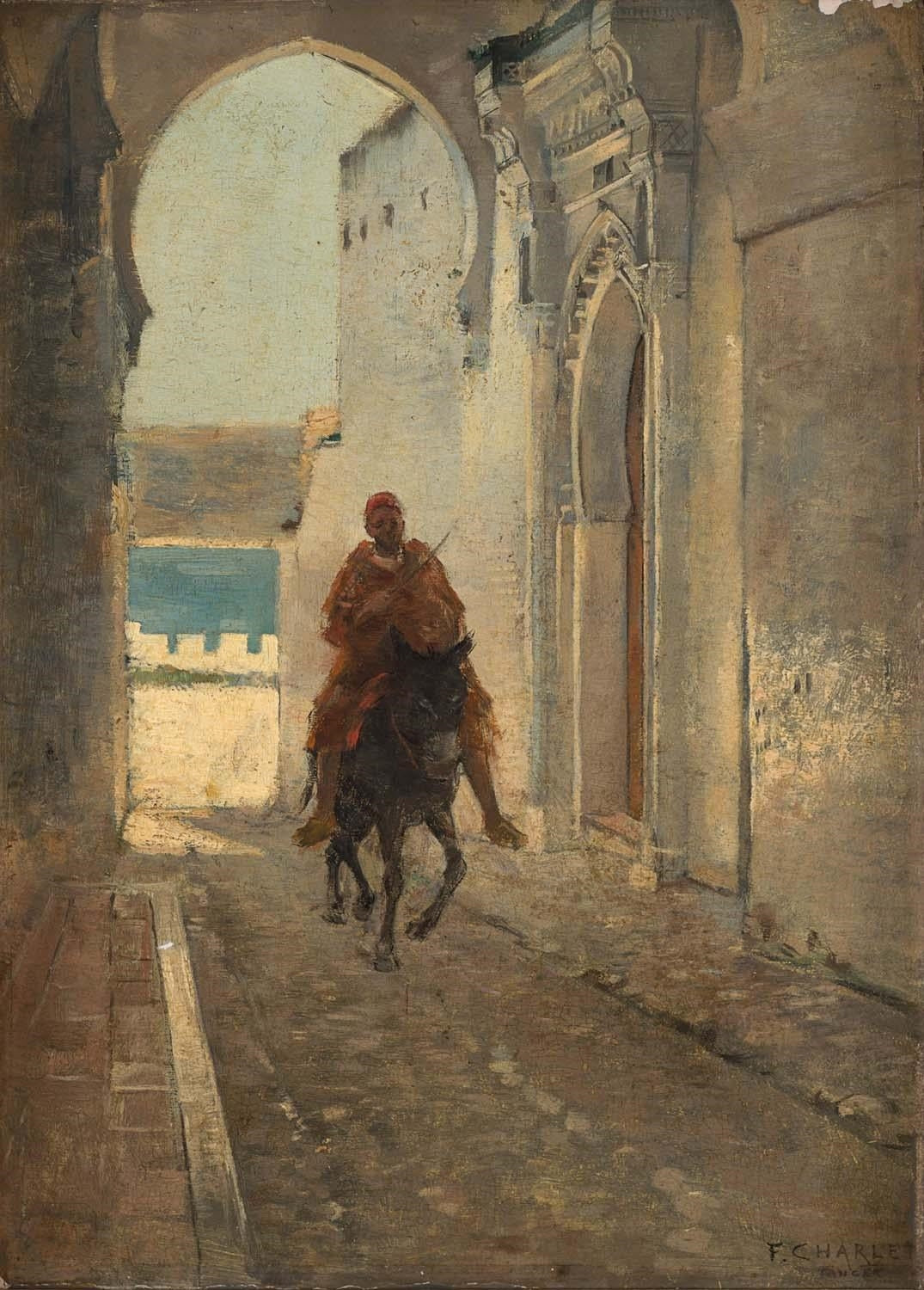 Donkey Rider, Tangier by Frantz Charlet,A3(16x12")Poster