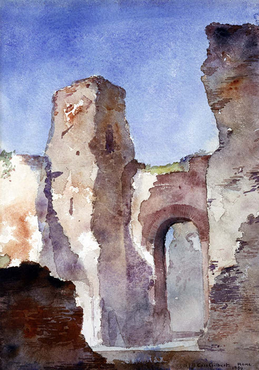 Baths of Caracalla, vintage artwork by Cass Gilbert, 12x8" (A4) Poster