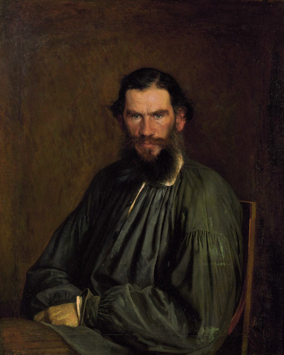 Portrait of Leo Tolstoy, vintage artwork by Ivan Kramskoi, 12x8" (A4) Poster