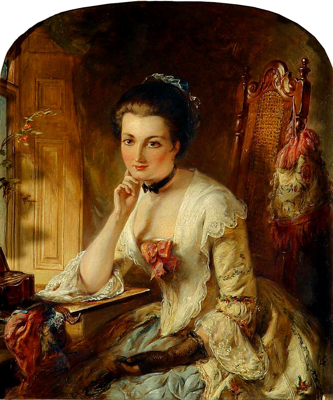 Portrait of a Lady with a Letter, vintage artwork by Abraham Solomon, 12x8" (A4) Poster