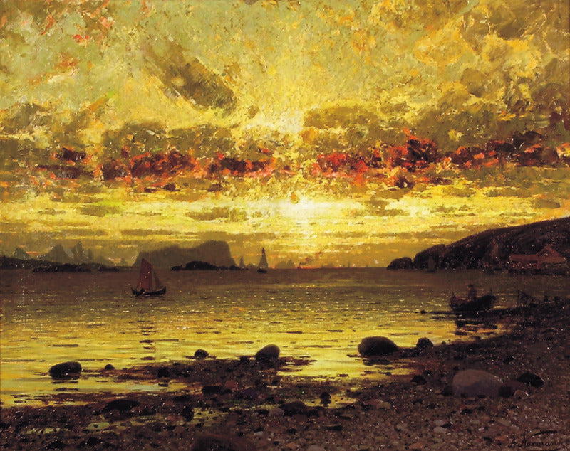 Bodo Harbour, vintage artwork by Adelsteen Normann, 12x8" (A4) Poster