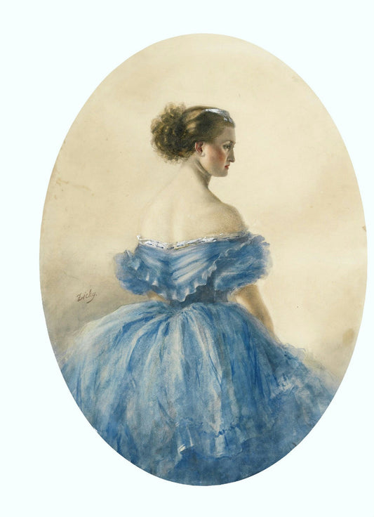 Portrait of Princess Anna Wittgenstein, vintage artwork by Mihály Zichy, 12x8" (A4) Poster