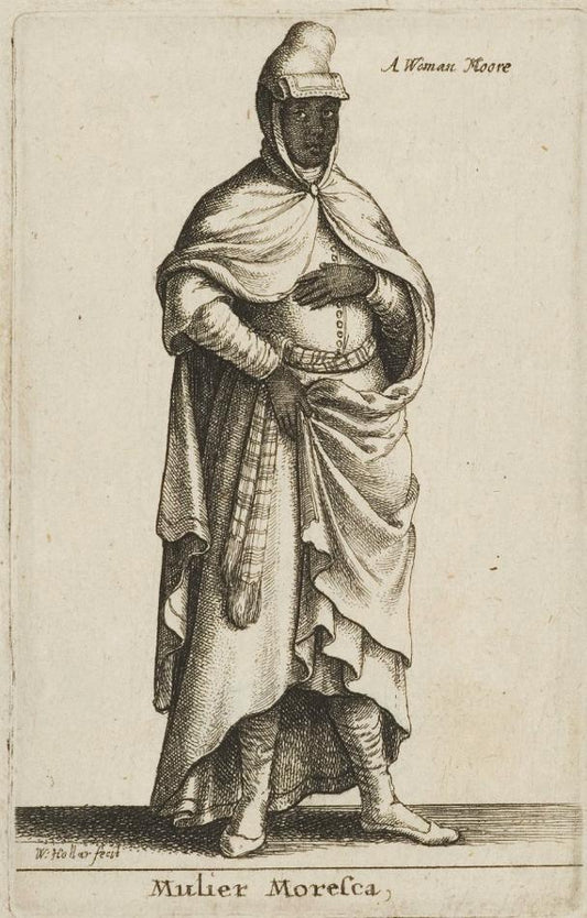A Woman Moore (Mulier Moresca), vintage artwork by Václav Hollar, 12x8" (A4) Poster