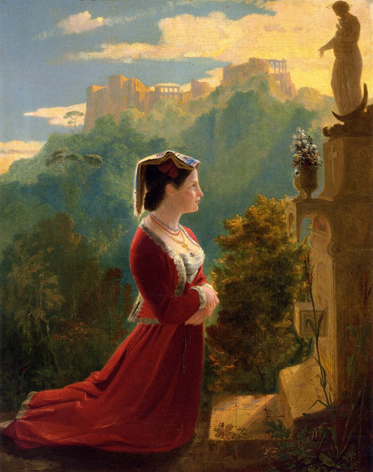 Contadina at the Shrine of the Madonna, vintage artwork by Samuel Morse, A3 (16x12") Poster Print
