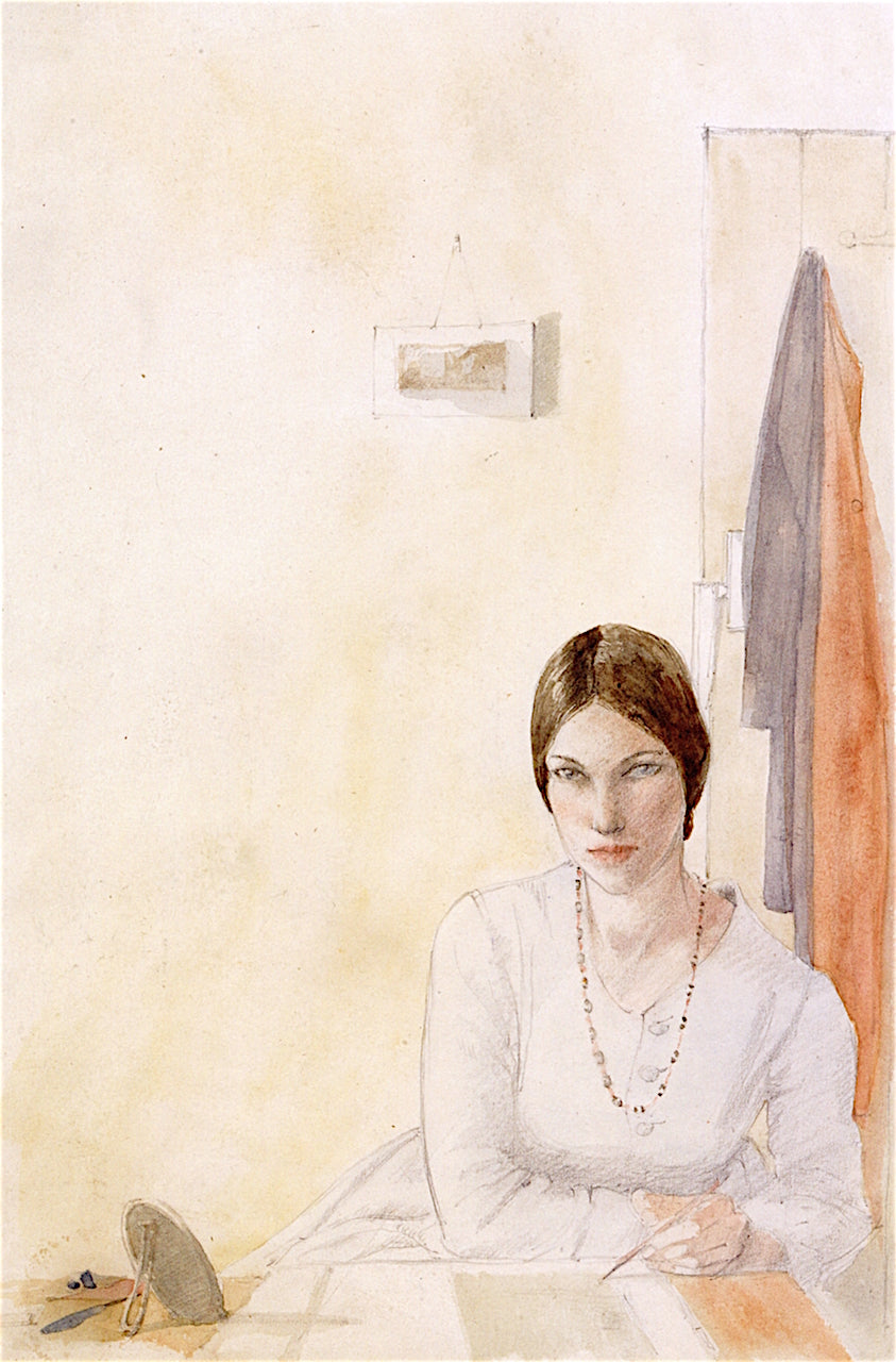 Self-Portrait Sketching at a Table by Winifred Knights,16x12(A3) Poster