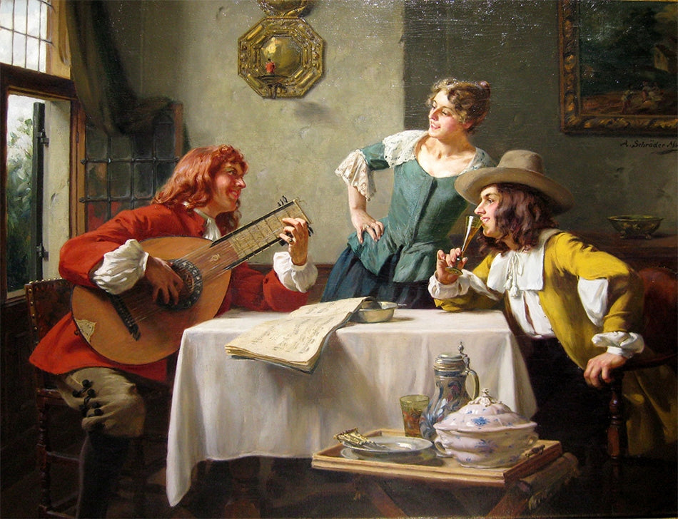 Merry company, vintage artwork by Albert Friedrich Schroder, 12x8" (A4) Poster