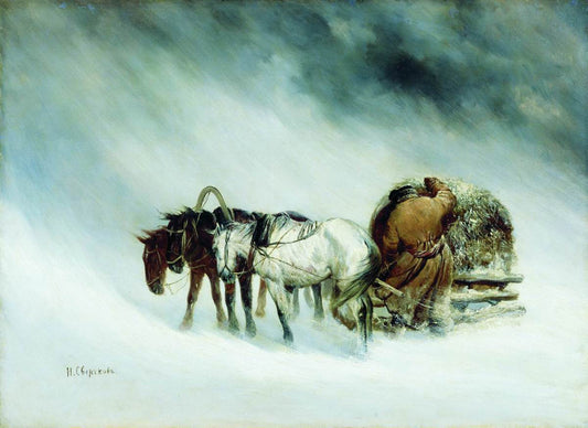 The Snowstorm, vintage artwork by Nikolai Sverchkov, A3 (16x12") Poster Print