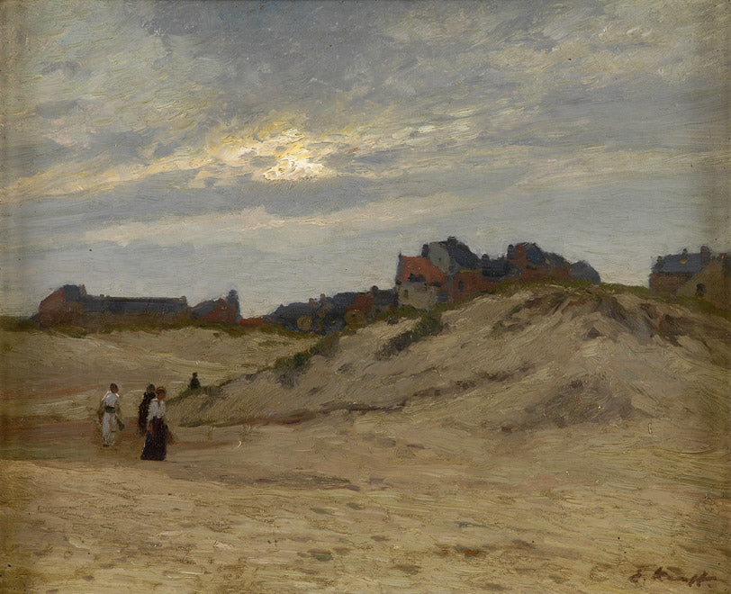 Beach of Katwijk, vintage artwork by Eugen Kampf, 12x8" (A4) Poster