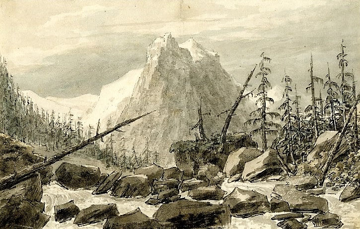 First view of the Reichenbach between Grindelwald and the Vale of Ober-Hasli, vintage artwork by John Robert Cozens, 12x8" (A4) Poster