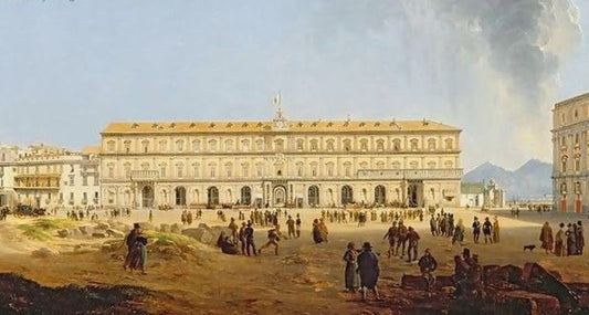 View of the Royal Palace, Naples, vintage artwork by Joseph Rebell, 12x8" (A4) Poster