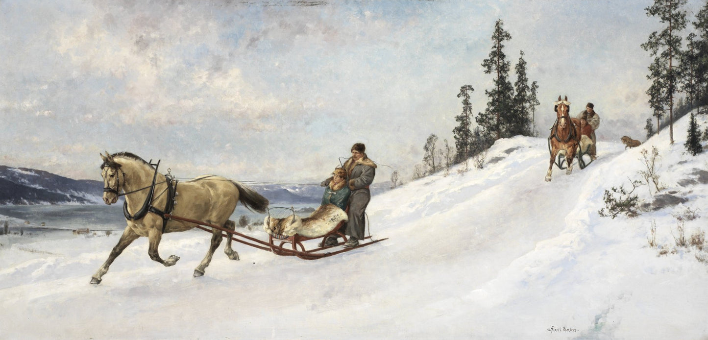 Winter Trip, vintage artwork by Axel Hjalmar Ender, 12x8" (A4) Poster