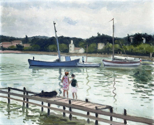 Children at Porquerolles, vintage artwork by Albert Marquet, 12x8" (A4) Poster