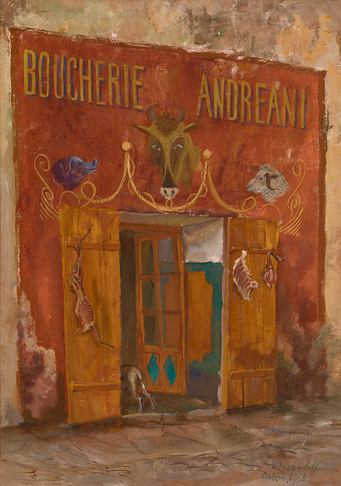 Boucherie Andreani, vintage artwork by Alexander Evgenievich Yakovlev, 12x8" (A4) Poster